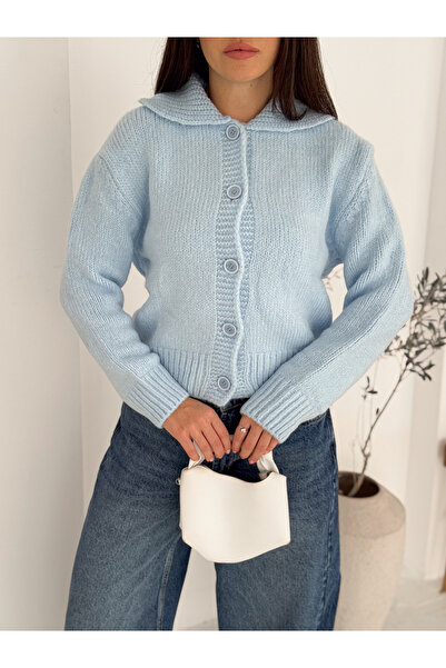 fiolin Cardigan tricotat extra moale cu detaliu la guler