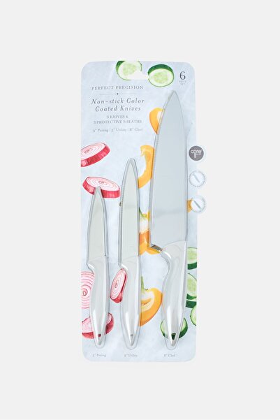 Core Kitchen مجموعة سكاكين دقيقة للغاية مع غمد، مكونة من 6 قطع، باللون الرمادي