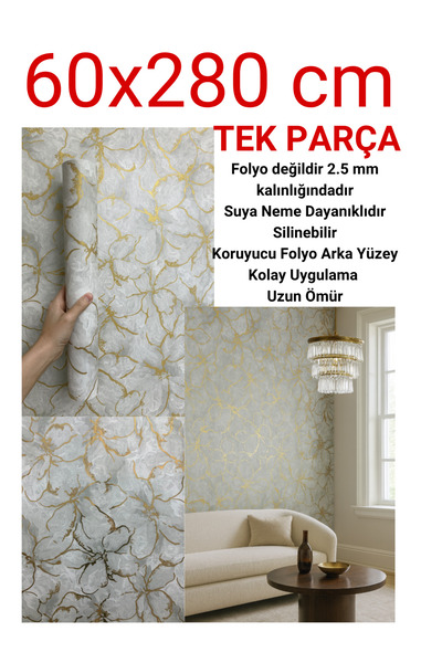 UKAB DEKOR Dekoratif Kendinden Yapışkanlı Esnek Köpük Beyaz Pvc Mermer Panel ...