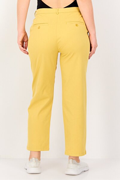 Reiko Women Cropped Fit Solid Chino Pants, Mustard
