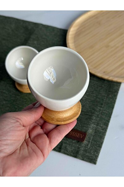 ROSSEV Set of 2 Sauce Bowls with Bamboo Legs