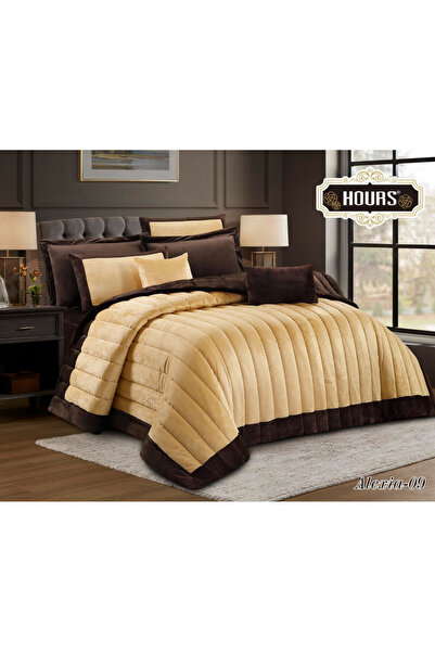 HOURS Horse Winter Bedspread, Fur and Velvet, Heavy Fill, Suitable for Double Bed Size 200x200 cm, 8 Pieces, 360 Stitches