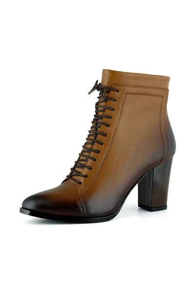 Erkan Saçmacı Γνήσιες μπότες από δέρμα αγελάδας με κορδόνια με φερμουάρ και χοντρό τακούνι με μυτερή μύτη