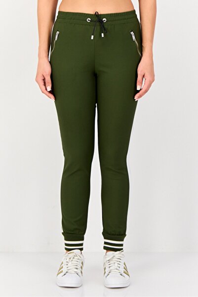 Reiko Women Street Fit Solid Jogger Pants, Olive