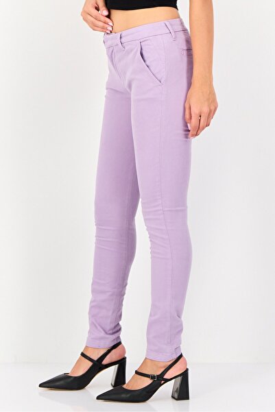 Reiko Women Skinny Fit Solid Straight Leg Pants, Lavender