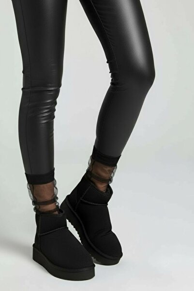 Modafırsat Kadın Bot Süet İçi Kürklü Kalın Taban Mini Kısa Bilekte Günlük Bot