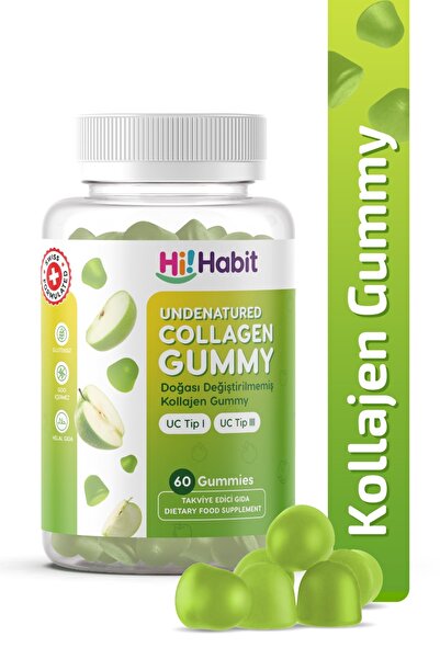 Hi Habit Doğası Değiştirilmemiş Kolajen Gummy 60 Adet – UC Tip I & III Undena...