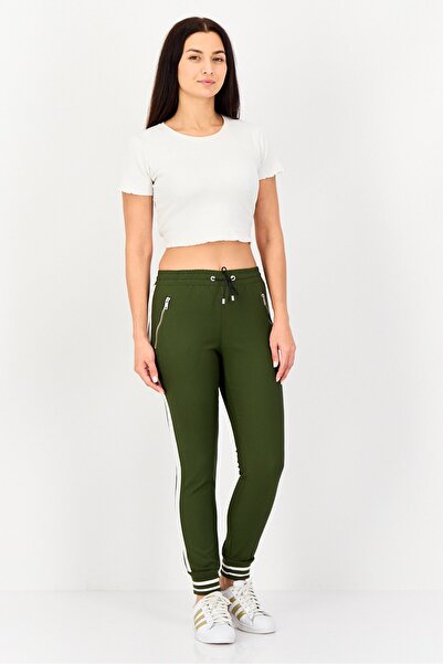Reiko Women Street Fit Solid Jogger Pants, Olive