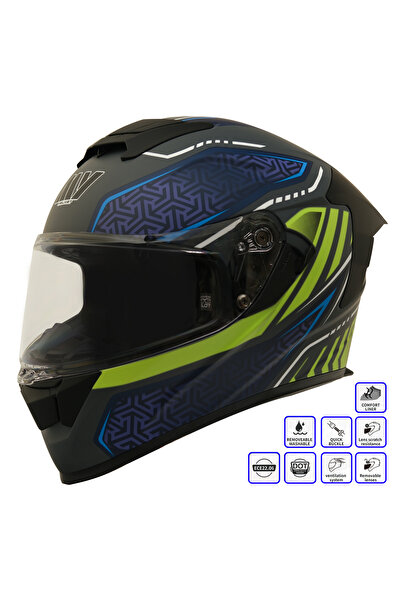 GP KOMPOZİT GP MY HELMET MKS001-RGBY Yarış Spoiler Güneş Vizörlü Şeffaf Full Face Motosiklet Kaskı