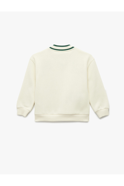 Koton Embroidery Detailed Long Sleeve V-Neck Oversize Sweatshirt