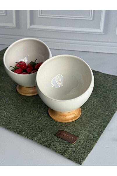 ROSSEV Bambu Ayaklı Kişiye Özel 2'li Salata Kasesi