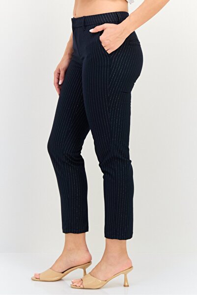 Reiko Women Cigarette Fit Micro Stripe Print Straight Leg Pants, Multicolor