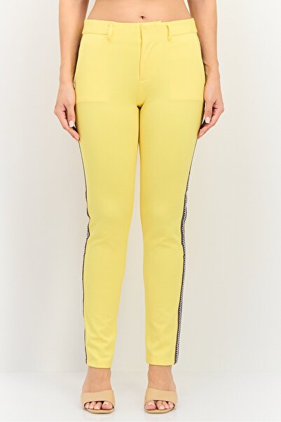 Reiko Women Cigarette Fit Textured Straight Leg Pants, Yellow