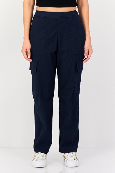 Reiko Women Parachute Fit Solid Cargo Pants, Navy