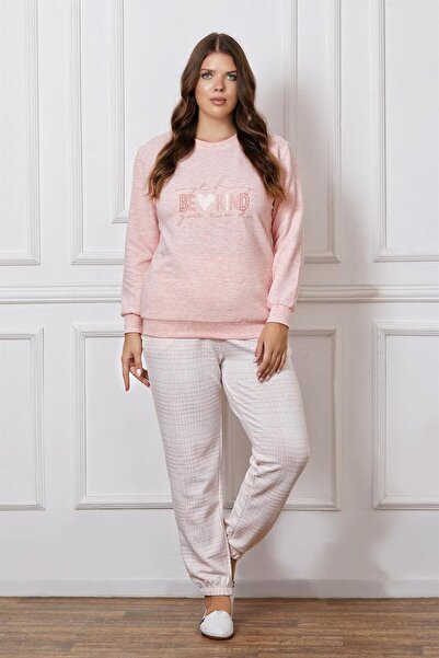 FLZ Battal Plus Size Winter Long Sleeve Pajama Set Dowry B09-120