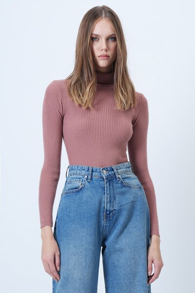 VAGGON Pulover tricotat cu mânecă lungă pentru femei Dusty Rose Vs01202