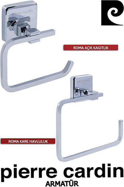 Pierre Cardin Roma Açık Kağıtlık Krom + Roma Kare Havluluk Krom