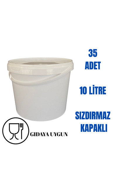 FİZYOMEDİKA 10 Lt Plastik Kapaklı Kova Hobi Boya Gıda Yoğurt Kovası Beyaz - 3...