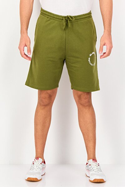 BLANK ESSENTIALS Men Brand Logo Basic Shorts, Olive