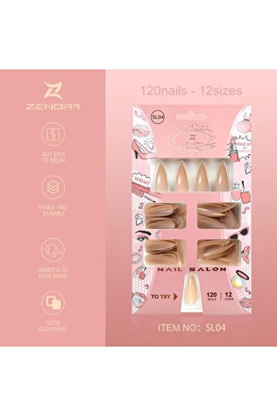 LOCK 120pcs Almond Press on Nails - 12 Sizes - Nude Brown False Nails - Acrylic Nail Tips - Salon Quality