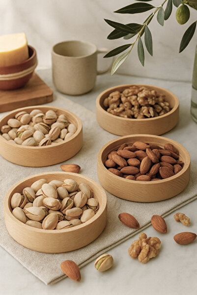 Zox craft Amfi Şekilli Ahşap Çerezlik Seti ( 4 Parça )