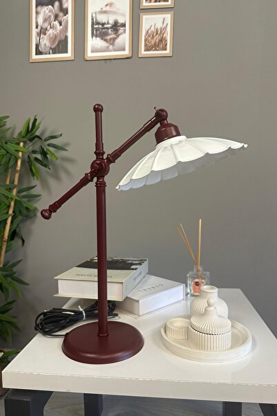 Bamyum Risso Beyaz Vişne Gövde Masa Lambası Dekoratif Abajur Çocuk Odası Başu...