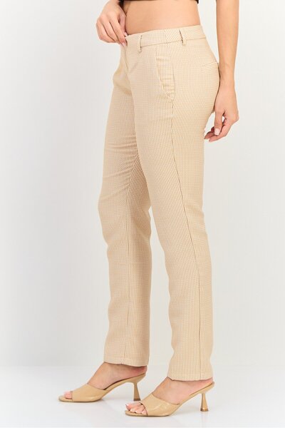 Reiko Women Cigarette Fit Grid Pattern Straight Leg Pants, Multicolor