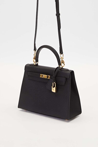 Levidor Premium Twist Lock Large Handbag Black