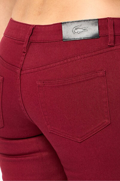 Lacoste Women Slim Fit Solid Stretchable Denim Jeans, Maroon