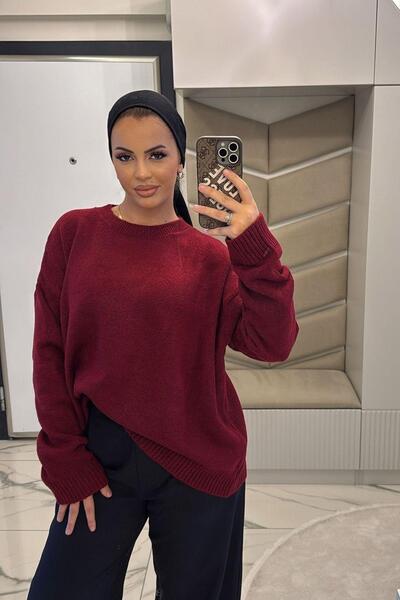 megapol giyim Women's Plum Soft Basic Sweater