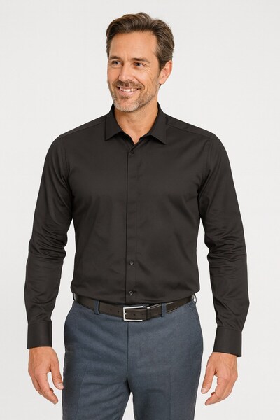 Plus Scorpion Men's Classic Shirt – Cotton Stretch Fabric, Slim Fit Long Sleeve, French Cuff