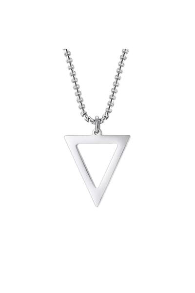Tessero Colier cu pandantiv în formă de triunghi, oțel inoxidabil, 60 cm, arg...