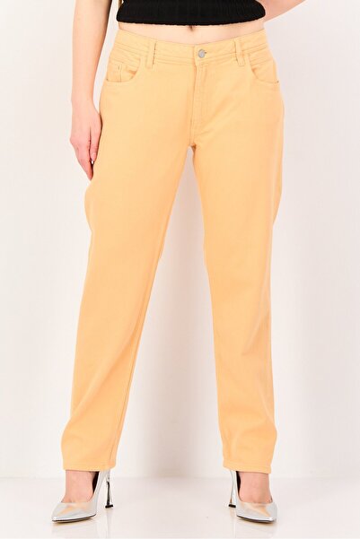 Reiko Women Regular Fit Solid Stretchable Jeans, Light Orange