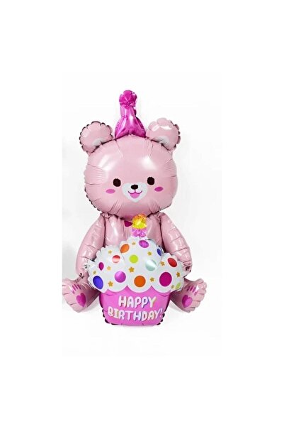 İSTOÇ PARTİ Pink Sitting Bear Foil Balloon