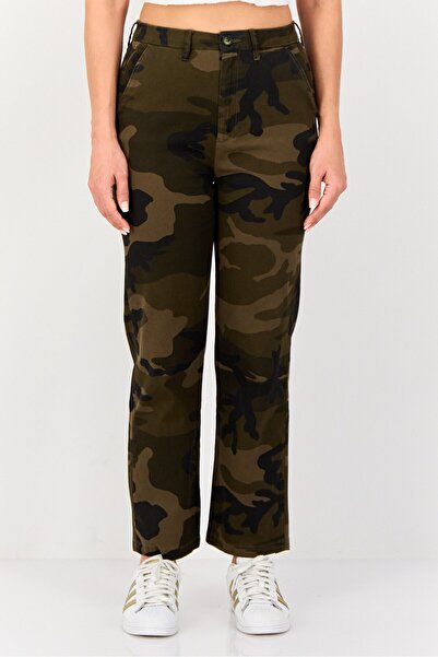 Reiko Women Cropped Fit Camouflage Chino Pants, Camouflage