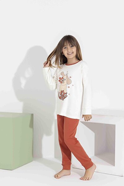 RAPAPA Πιτζάμες για κορίτσια με μακρυμάνικο βαμβακερό σχέδιο σκύλου 8408K