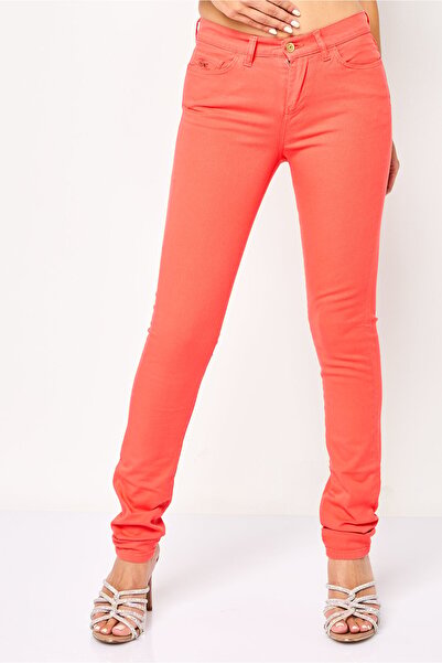 Lacoste Women Slim Fit Solid Stretchable Jeans, Dark Orange