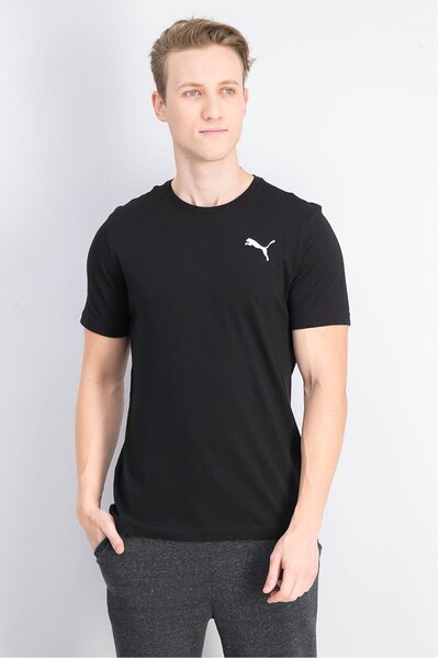 Puma Men Essential Logo Print Short Sleeve Tee, Black