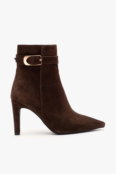 Louis Cardy Moon Brown Suede Leather Women's Heeled Boots