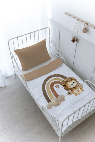 Tuğba Kuğu Organik Baskılı Montessori (100x200 Cm) Yorgan Seti - Iconic Seris...