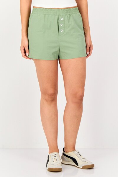 Forever 21 Women Regular Fit Plain Shorts, Sage Green