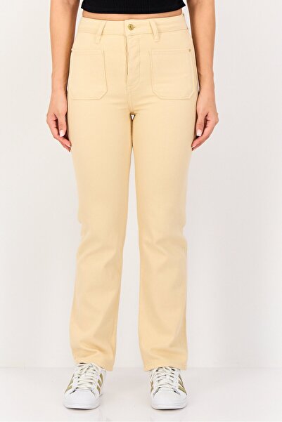 Reiko Women Regular Fit Plain Straight Leg Jeans, Dark Beige