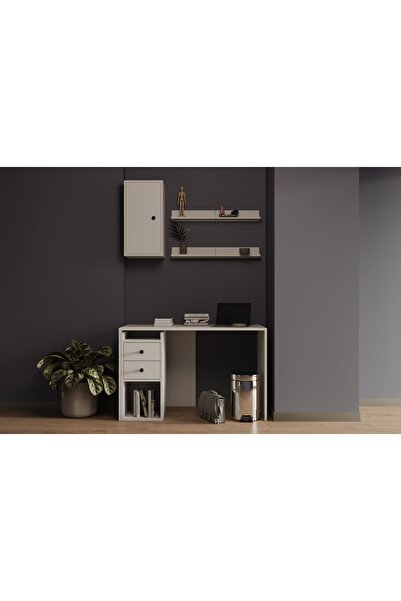 Nettrends Mimar Tasarım Tam Set Çalışma Masası 2 Çekmece 1 Kapaklı Lüks Duvar...