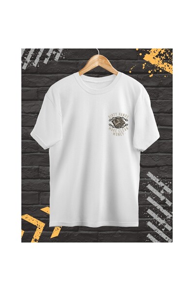 OEM Men's T-Shirt with Front-Back Print, Just Money, Cotton, White, XL