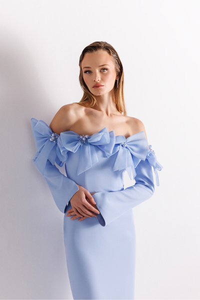 Kenzel Straplez Kollu Yırtmaçlı Abiye Elbise