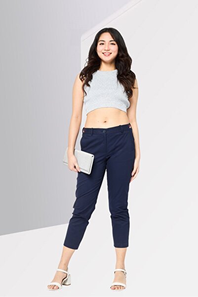 Lacoste Women Regular Fit Solid Chino Pants, Navy