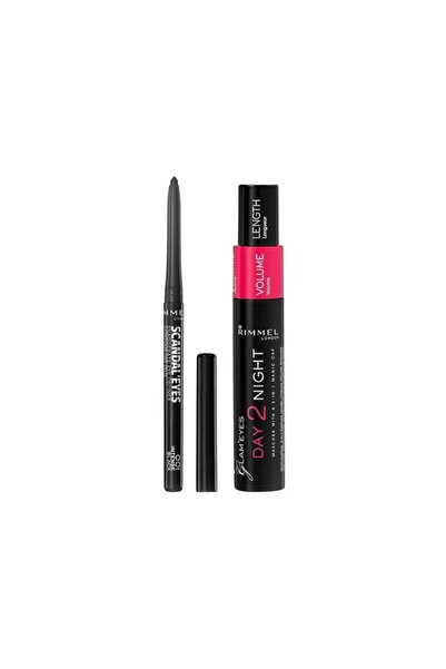 Rimmel ريميل مجموعة مكياج داي 2 نايت ماسكارا + سكاندل كحل قلم اسود
