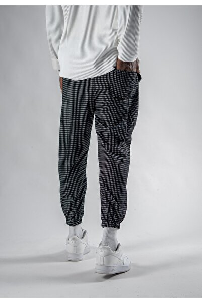 Superbluemexico Unisex Jacquard Plaid Patterned Jogger Pants