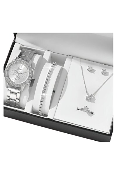 Tessero Women's Watch & Jewelry Set, Chronograph, Bracelet, Earrings, Pendant Necklace, Ring, Quartz Mechani