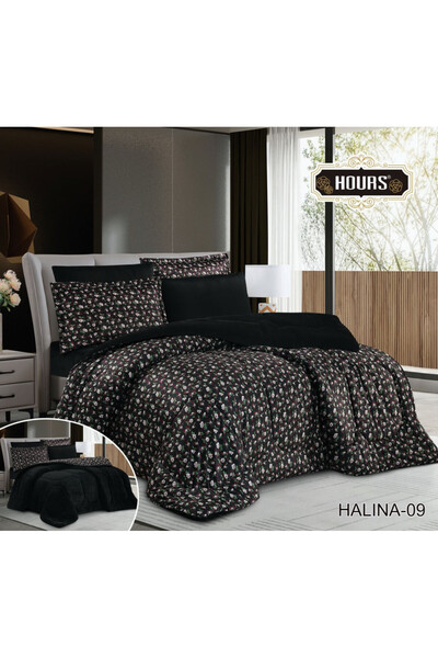 HOURS Horse Winter Bedspread, Fur and Velvet, Heavy Fill, Suitable for Double Bed Size 200x200 cm, 6 Pieces, 290 Stitches